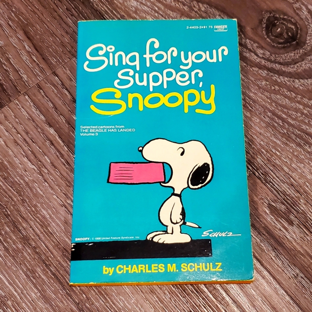 3/$40 vintage book - sing for your supper snoopy